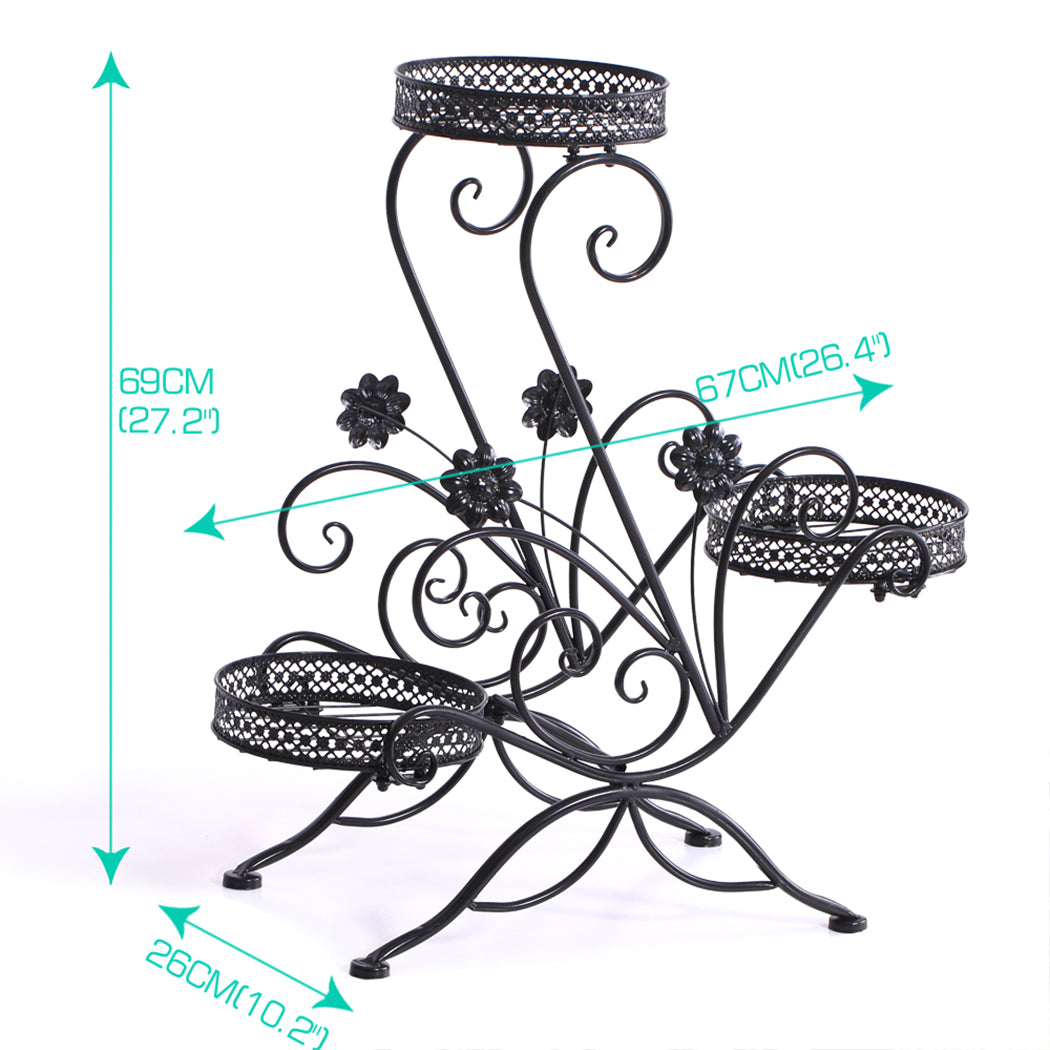 Set of 2 Plant Stand Outdoor Indoor Flower Pot Metal Corner Shelf Garden Home Decor AU