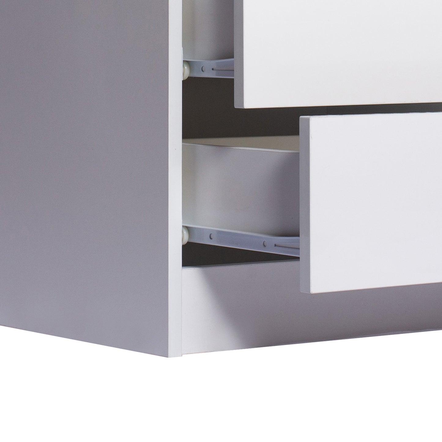 Inuvik LED Bedside Tables RGB LED Storage Cabinet High Gloss Nightstand with 2 Drawers - White