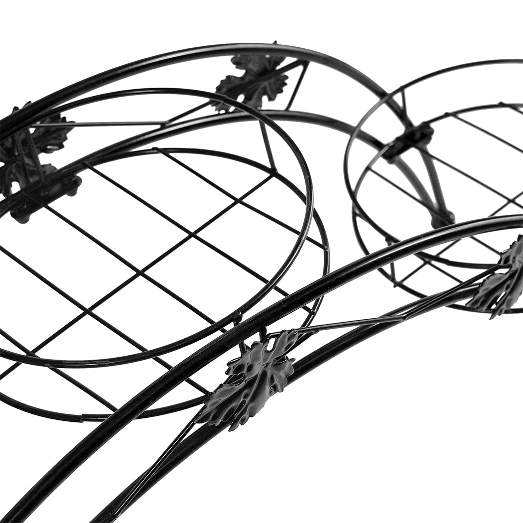 Plant Stand Outdoor Indoor Metal Flower Pots Rack Corner Planter Shelf - Black