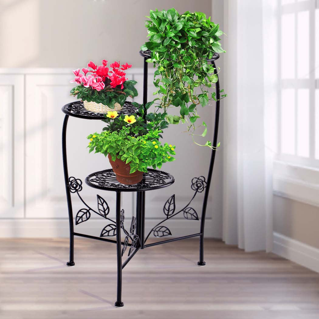 Plant Stand Outdoor Indoor Flower Pots Garden Metal Corner Shelf