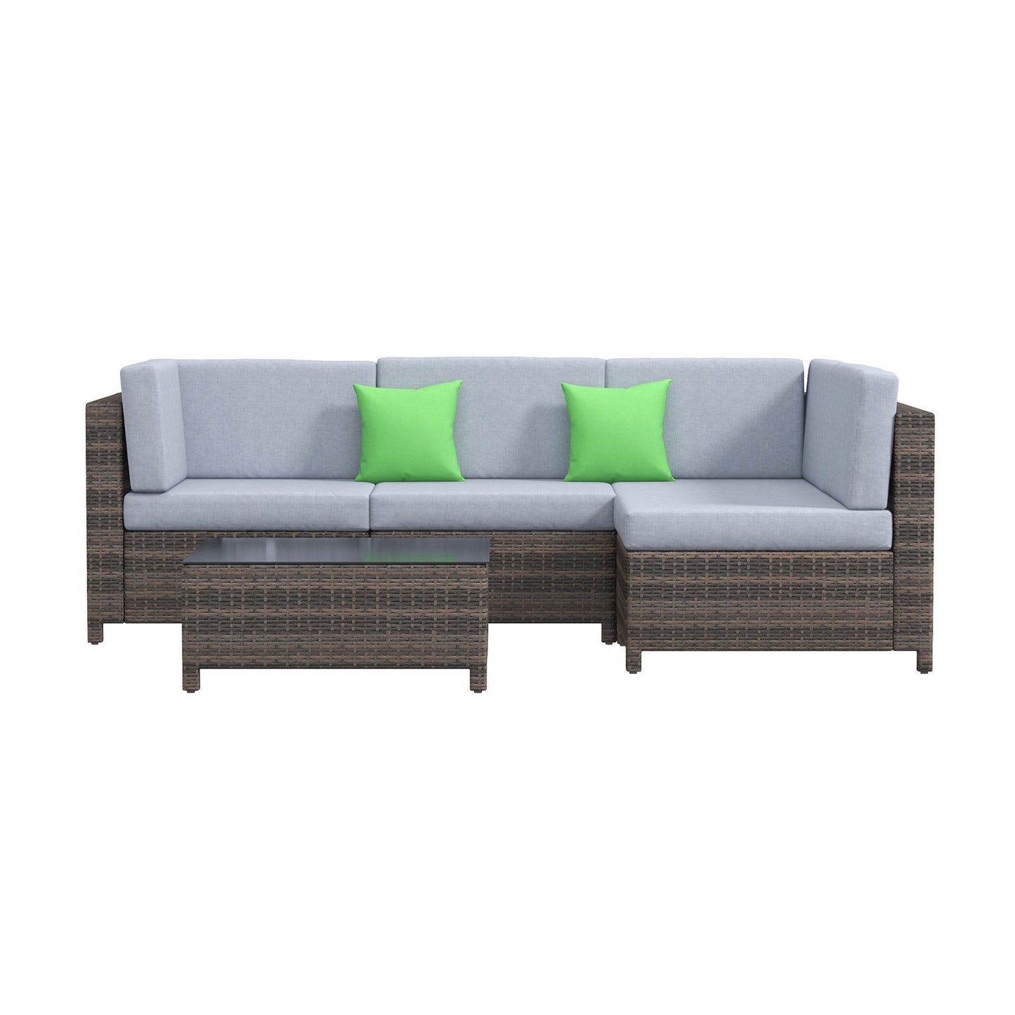 Thrapston 4-Seater Rattan Set 5-Piece Outdoor Sofa - Oatmeal