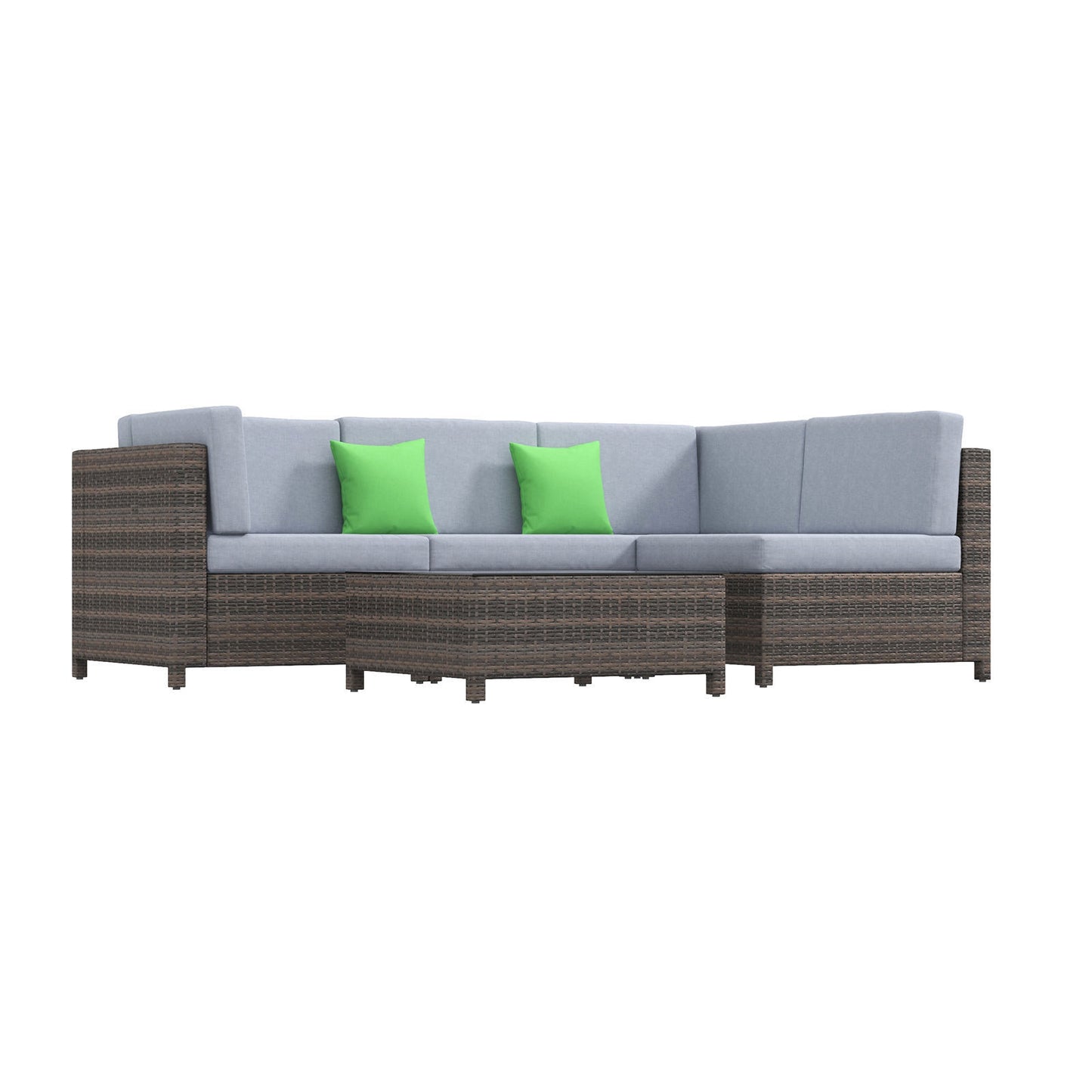 Thrapston 4-Seater Rattan Set 5-Piece Outdoor Sofa - Oatmeal