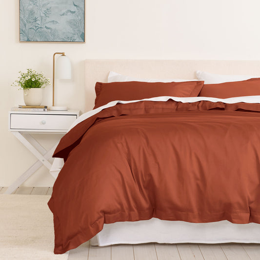 QUEEN 1000TC Bamboo Cotton Quilt Cover Sets - Brown