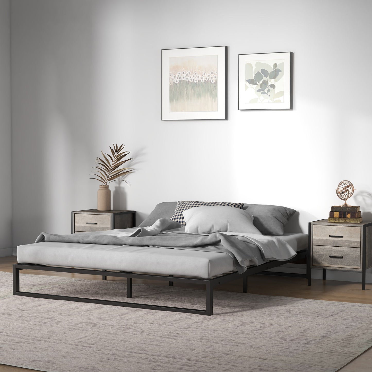 Almere Metal Bed Frame Base - Black Single