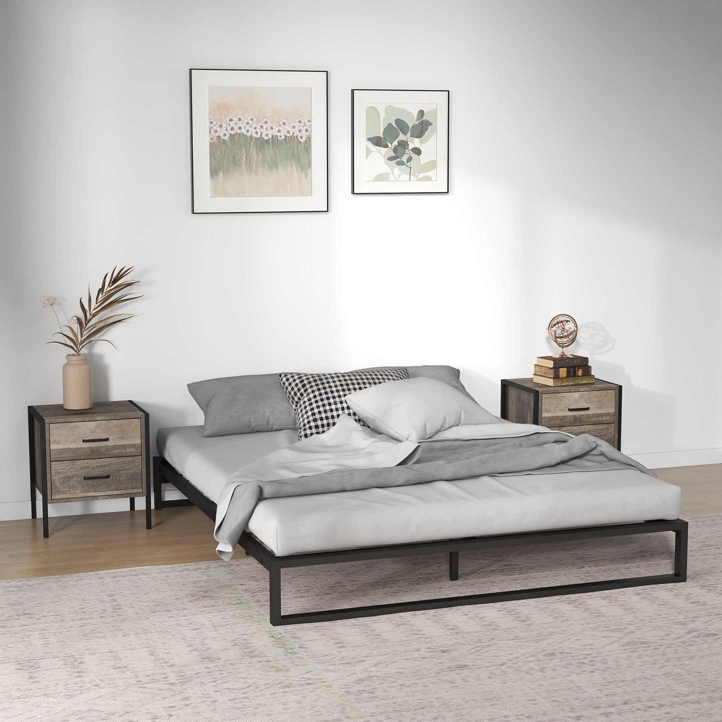 Almere Metal Bed Frame Base - Black Single