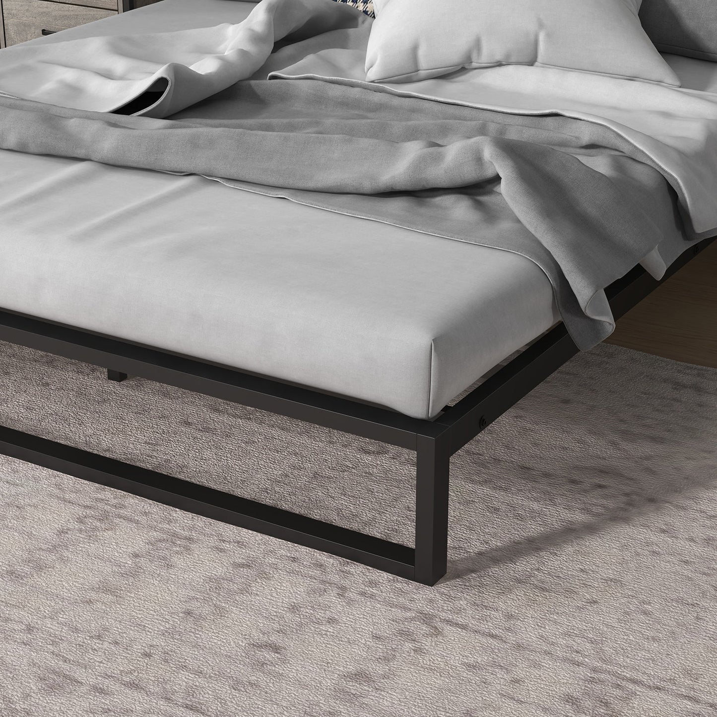 Almere Metal Bed Frame Base - Black Single