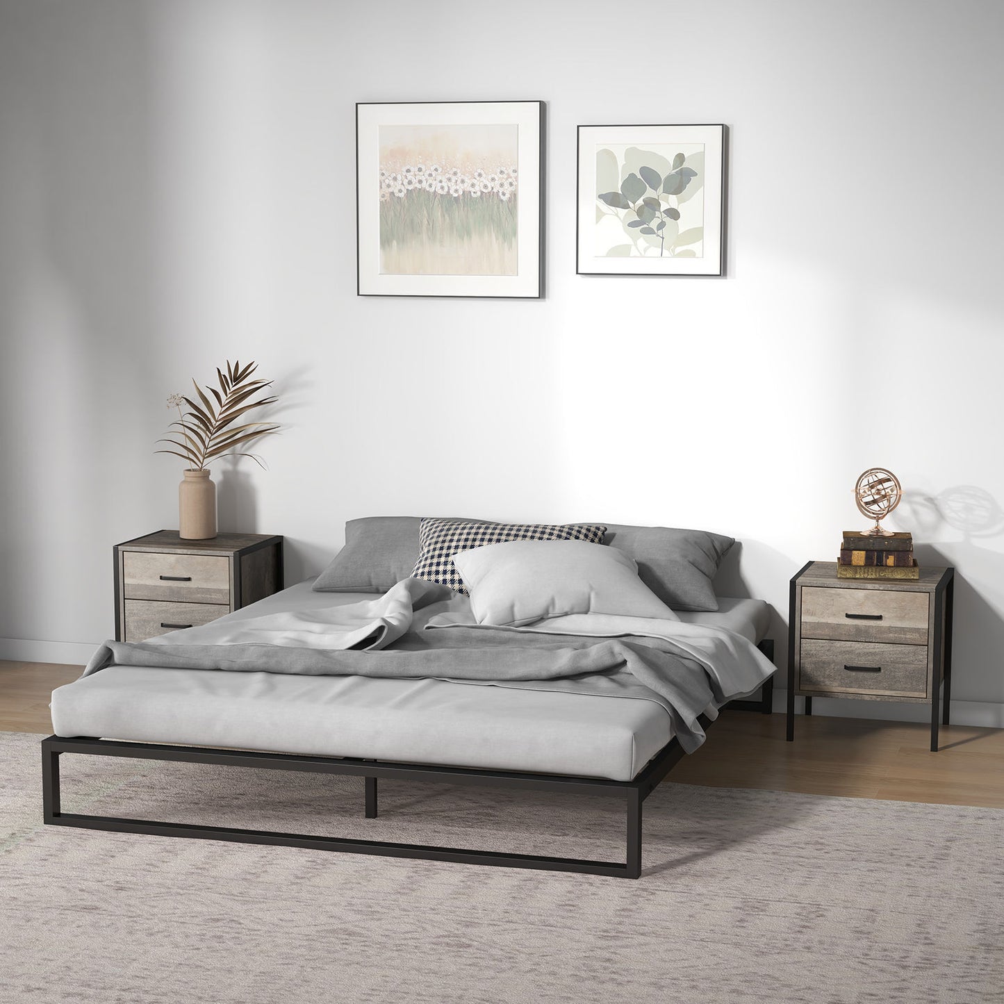 Almere Metal Bed Frame Base - Black Single