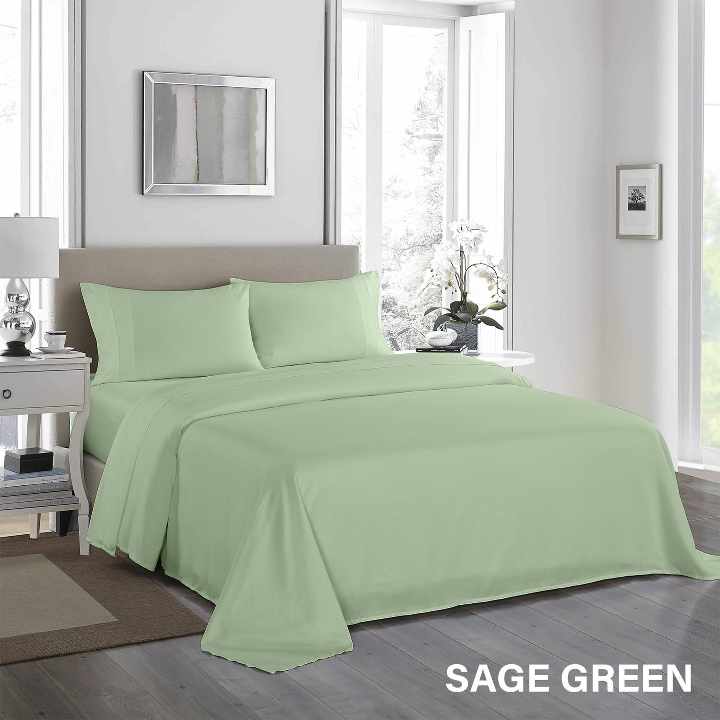 King Royal Comfort - 1200TC Ultrasoft 4pc Sheet Set - Sage Green