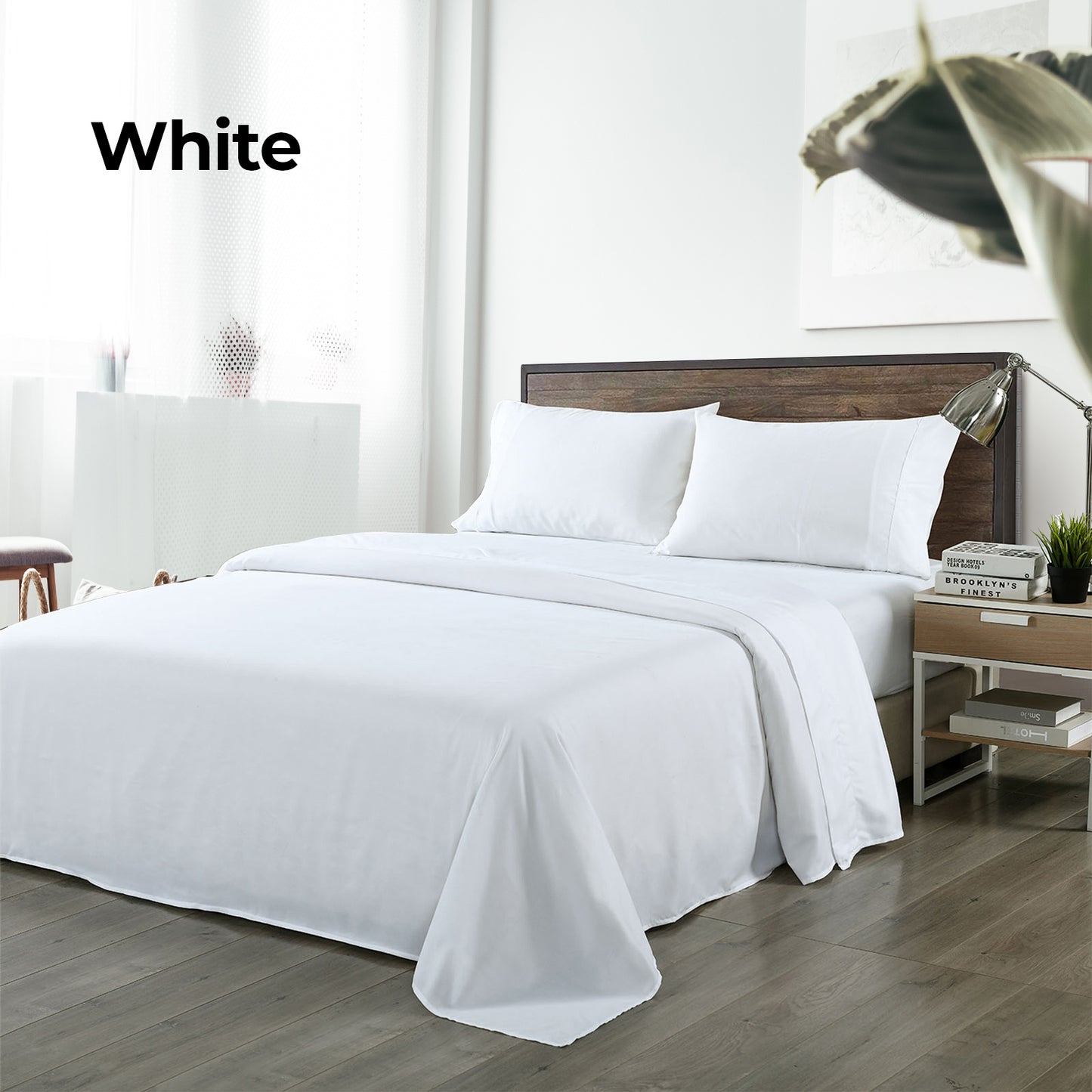 Queen Royal Comfort Blended Bamboo Sheet Set - White
