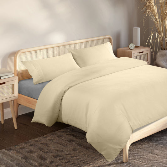 QUEEN 1000TC 3-Piece Blended Bamboo Quilt Cover Sets - Beige