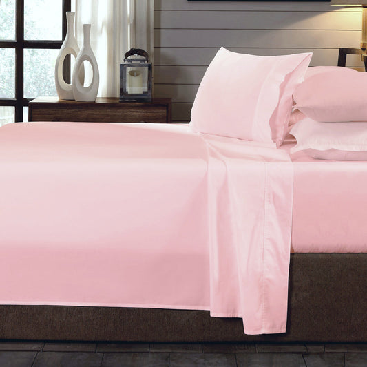 Double Royal Comfort - 250TC 100% Organic Cotton 4-Piece Sheet Set - Blush