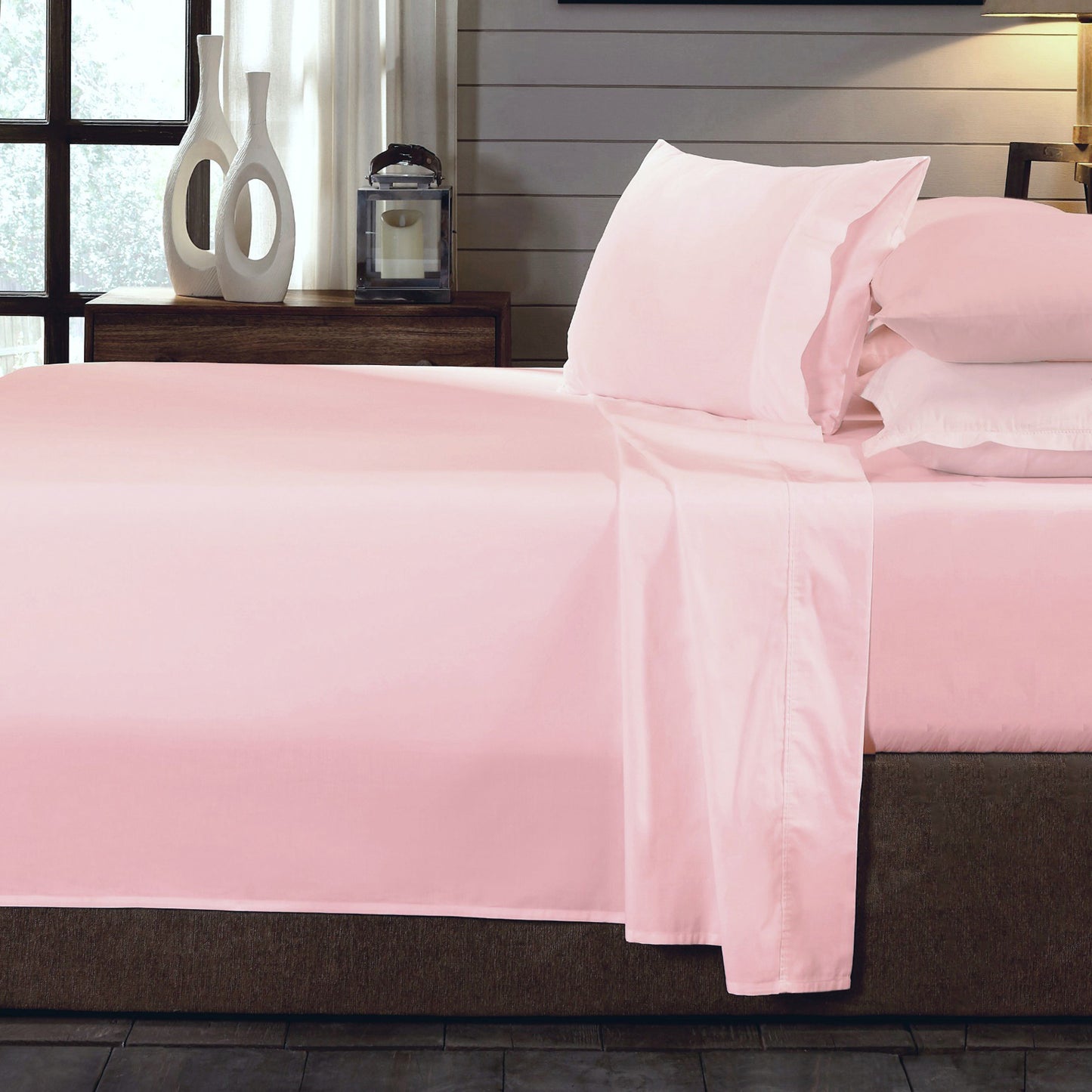 Queen Royal Comfort - 250TC 100% Organic Cotton 4-Piece Sheet Set - Blush