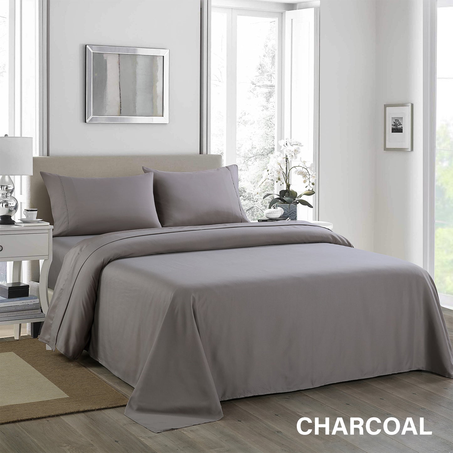 Double Royal Comfort 1200TC Ultrasoft 4-Piece Sheet Set - Charcoal