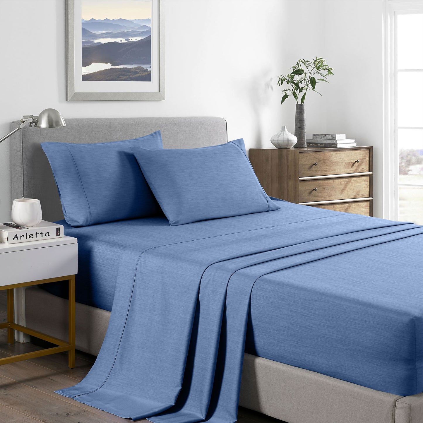Queen Royal Comfort Bamboo Cooling 2000TC Sheet Set - Denim