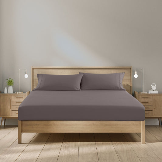 Double Royal Comfort 1500TC Cotton Rich Fitted Sheet 3pc Set - Dusk Grey