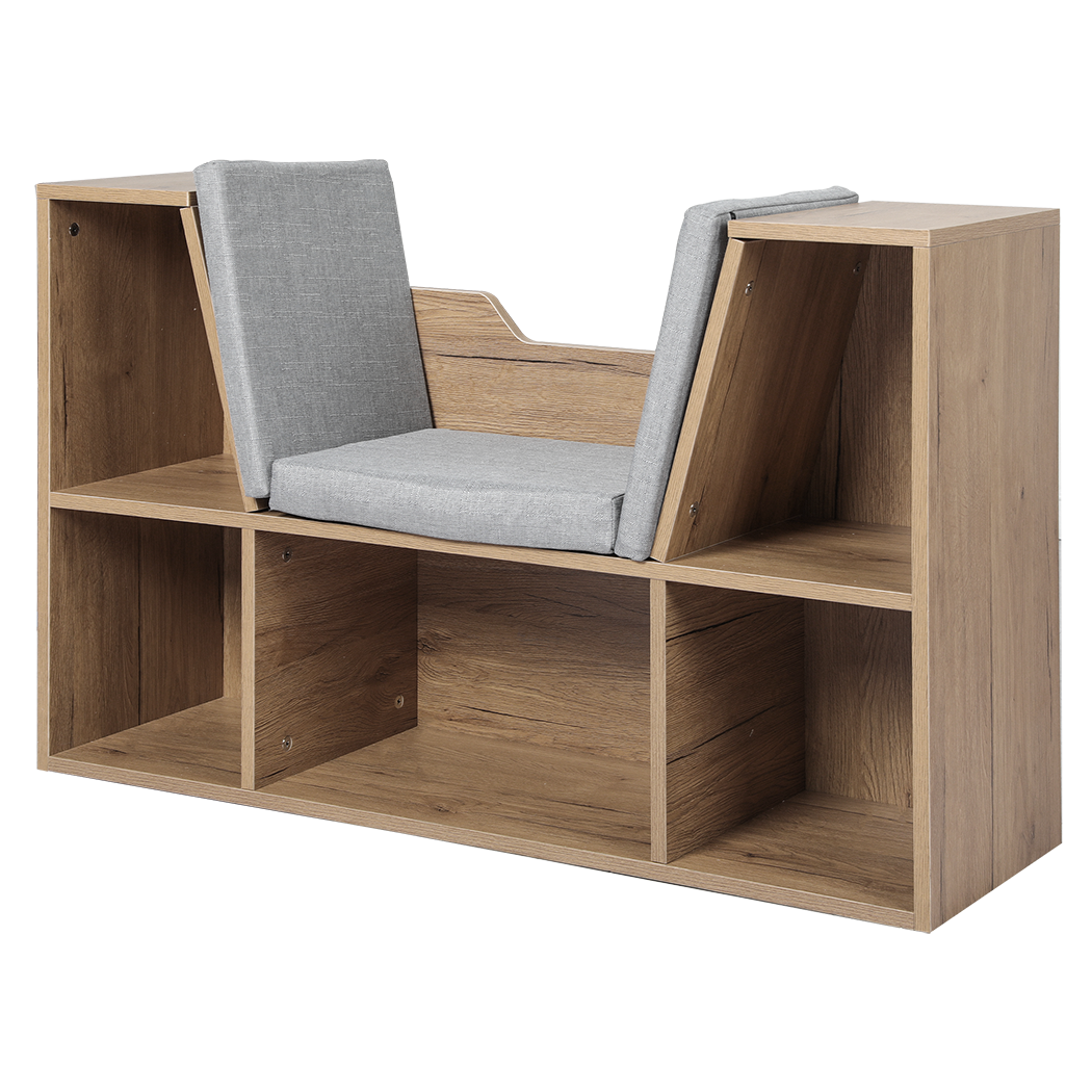 Kids Bookcase Toys Box Shelf - Brown