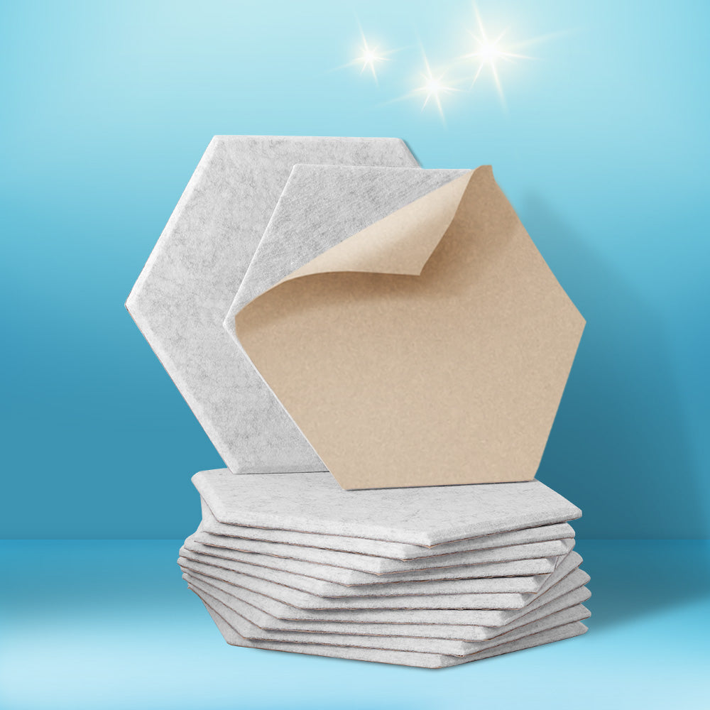 Acoustic Foam 12pcs 35x30x0.9cm Soundproof Absorption Panel Adhesive Grey