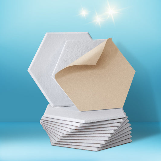 Acoustic Foam 12pcs 35x30x0.9cm Soundproof Absorption Panel Adhesive White