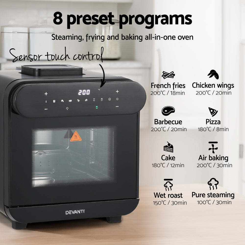 Devanti Steam Air Fryer Oven 15L with LCD Touch 1600W