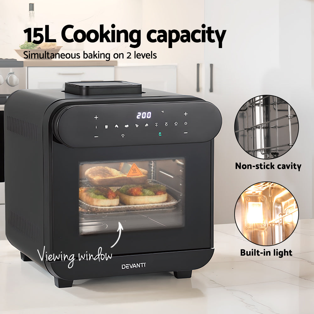 Devanti Steam Air Fryer Oven 15L with LCD Touch 1600W
