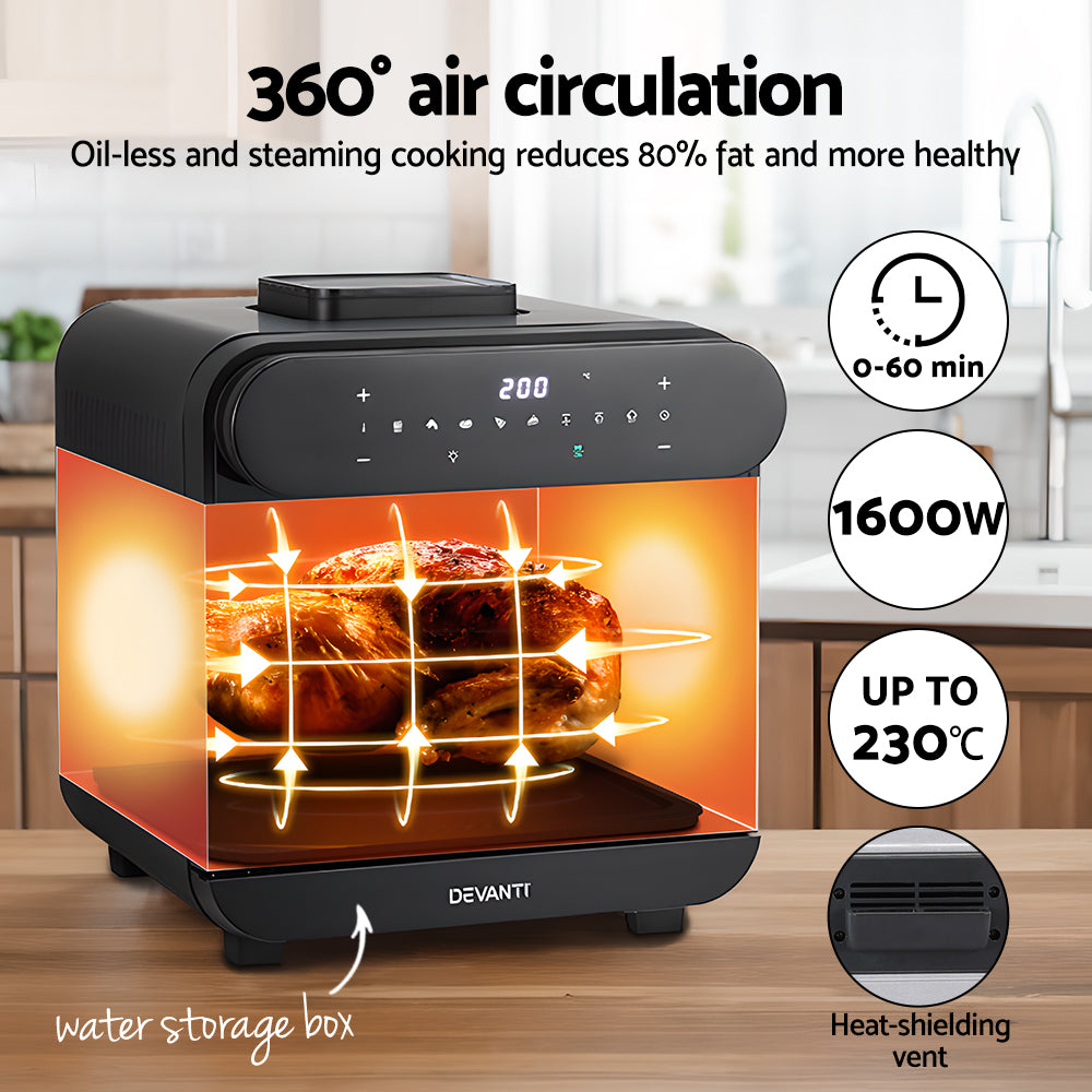 Devanti Steam Air Fryer Oven 15L with LCD Touch 1600W
