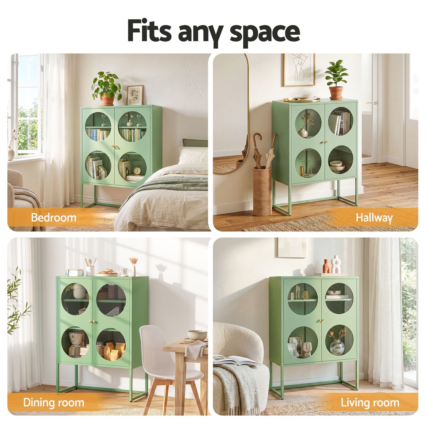 Kael Metal Buffet Sideboard Cabinet - Green