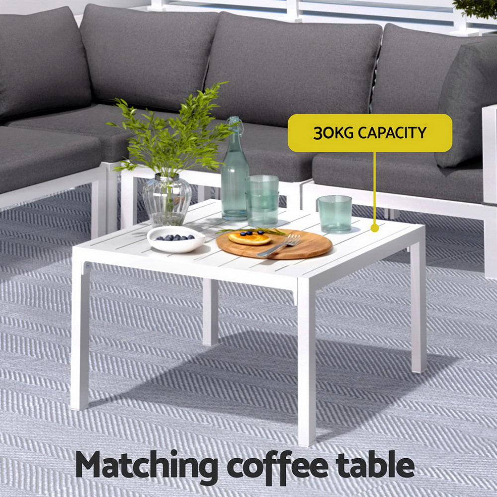 Atlas 5-Seater Outdoor Sofa Set Aluminium Table and Chairs Lounge Patio Furniture 6-Piece - Grey
