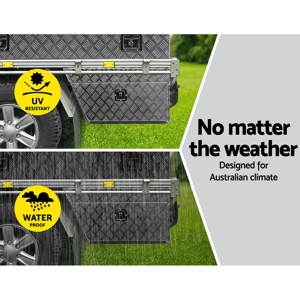 Pair of Under Tray Undertray Tool Box Aluminium Alloy Underbody Toolbox