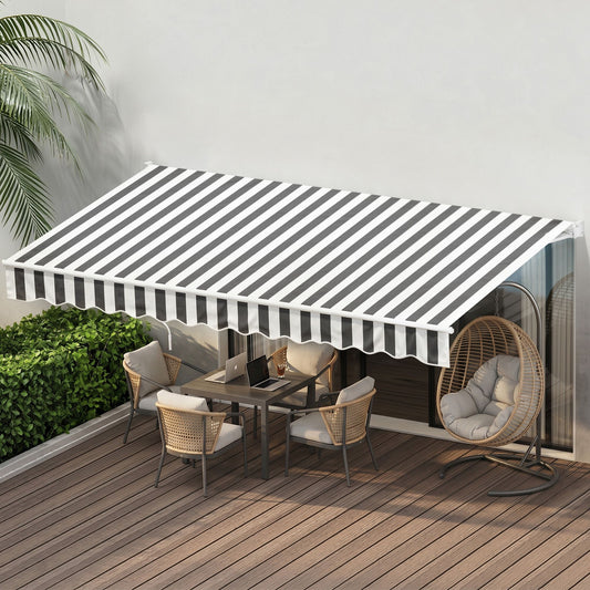 Instahut Retractable Folding Arm Awning Manual Sunshade 4.5Mx3M Grey White