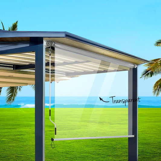 Instahut Outdoor Blinds Transparent Roll Down Awning Window Shade 1.5x2.4M