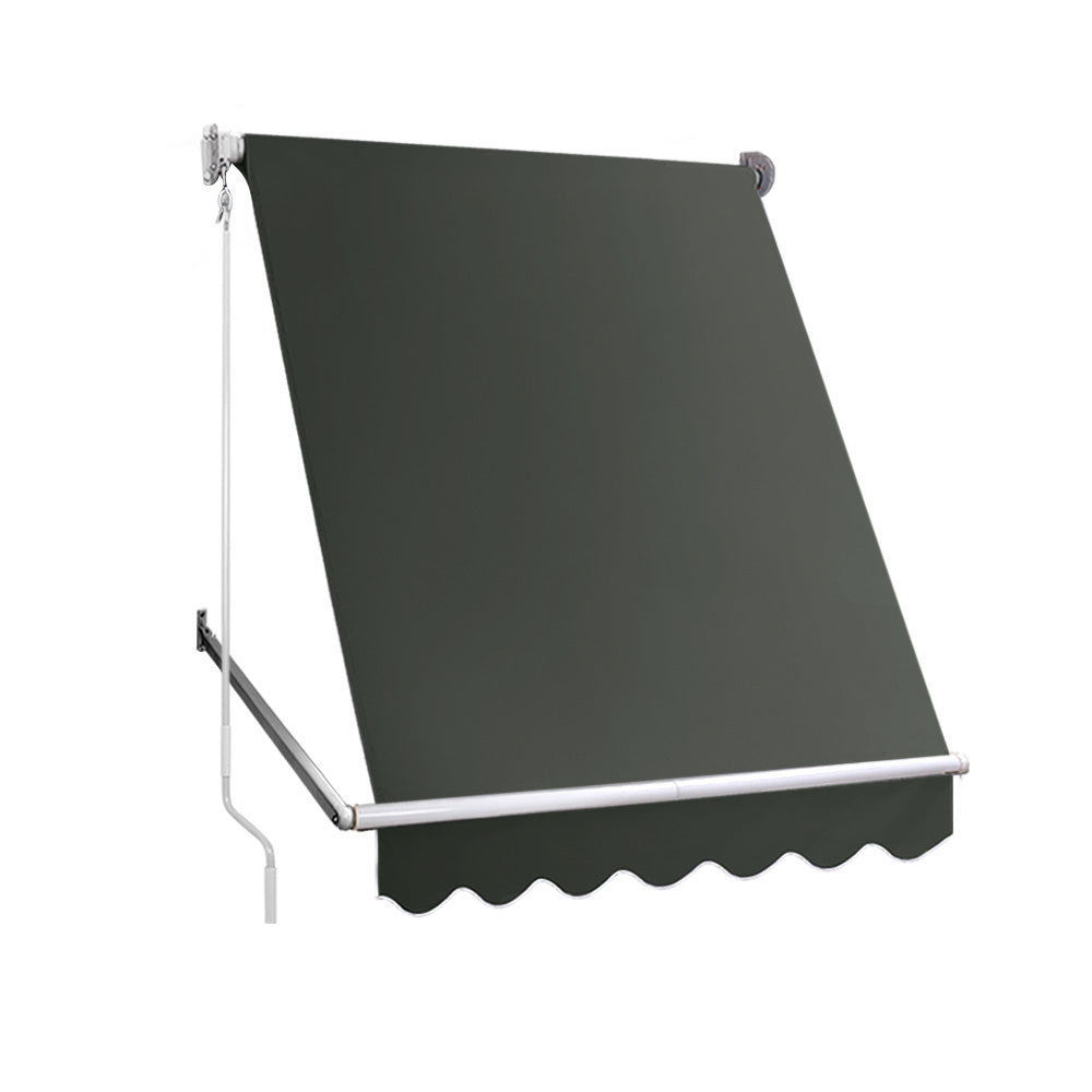 Instahut Window Fixed Pivot Arm Awning Outdoor Blinds Retractable Canopy1.5x2.1M