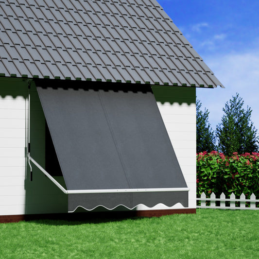 Instahut Retractable Fixed Pivot Arm Window Awning Outdoor Blinds 2.1x2.1M Grey