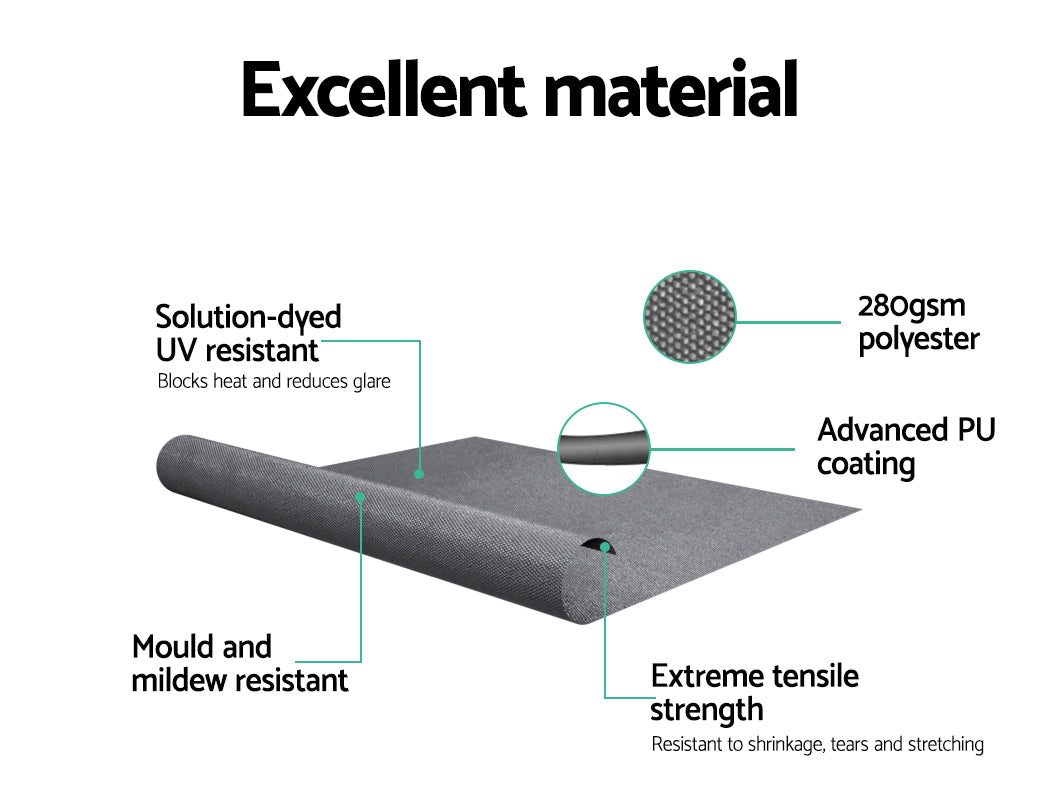 Instahut Retractable Fixed Pivot Arm Window Awning Outdoor Blinds 2.1x2.1M Grey