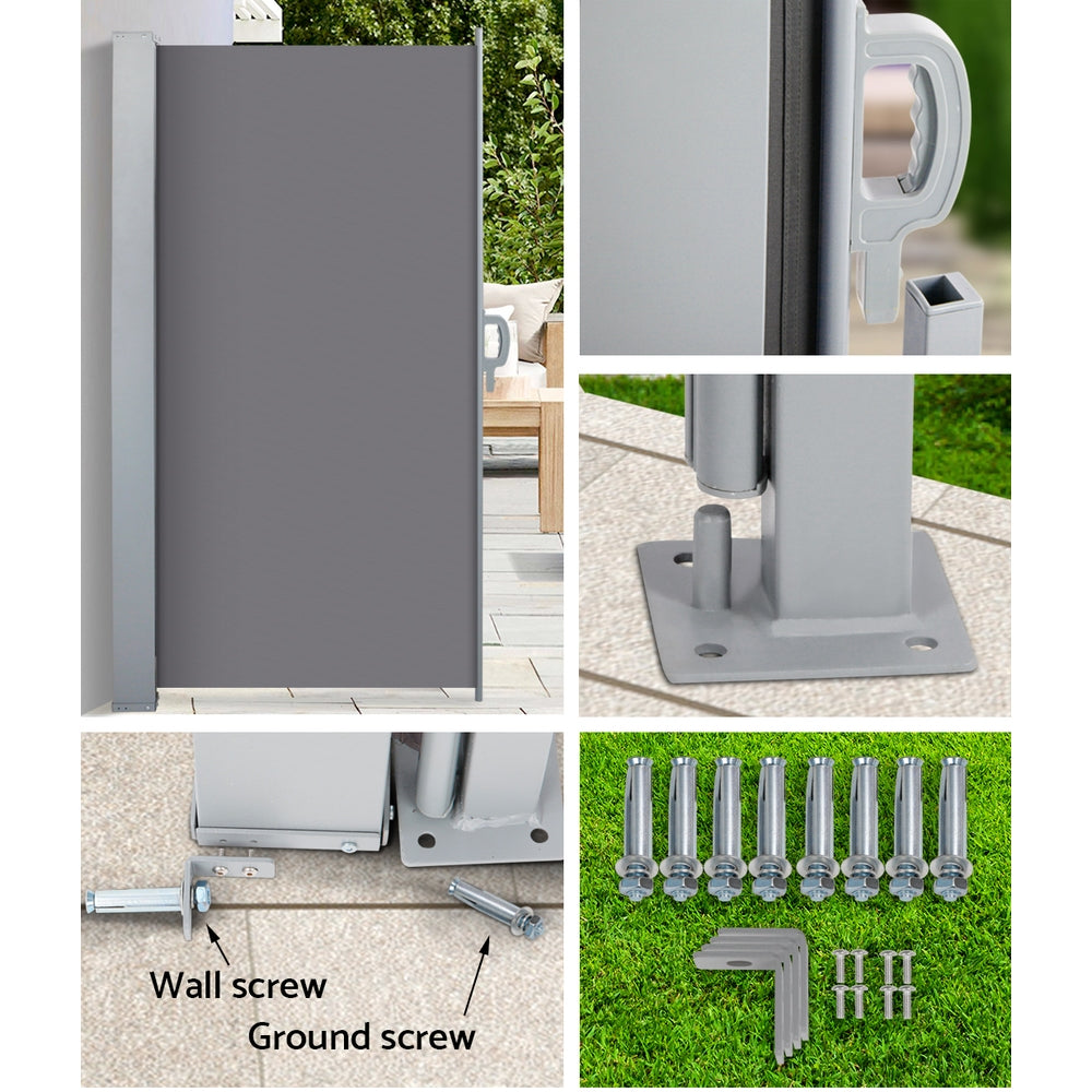 Instahut Side Awning Sun Shade Outdoor Blinds Retractable Screen 1.4x3M GR