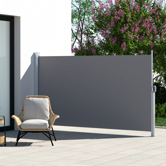 Instahut Side Awning Sun Shade Outdoor Retractable Privacy Screen 1.8x3M Grey