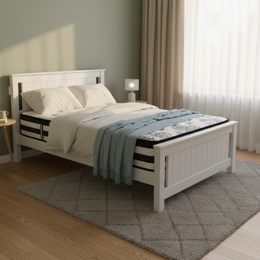 Amber Bed & Mattress Package no Drawers - White Single
