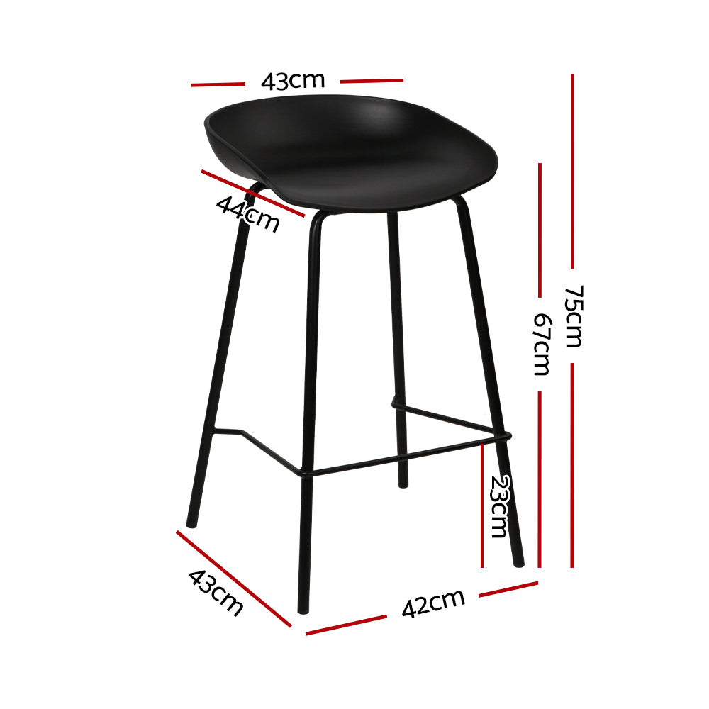 Set of 2 Koropi Metal Bar Stools - Black