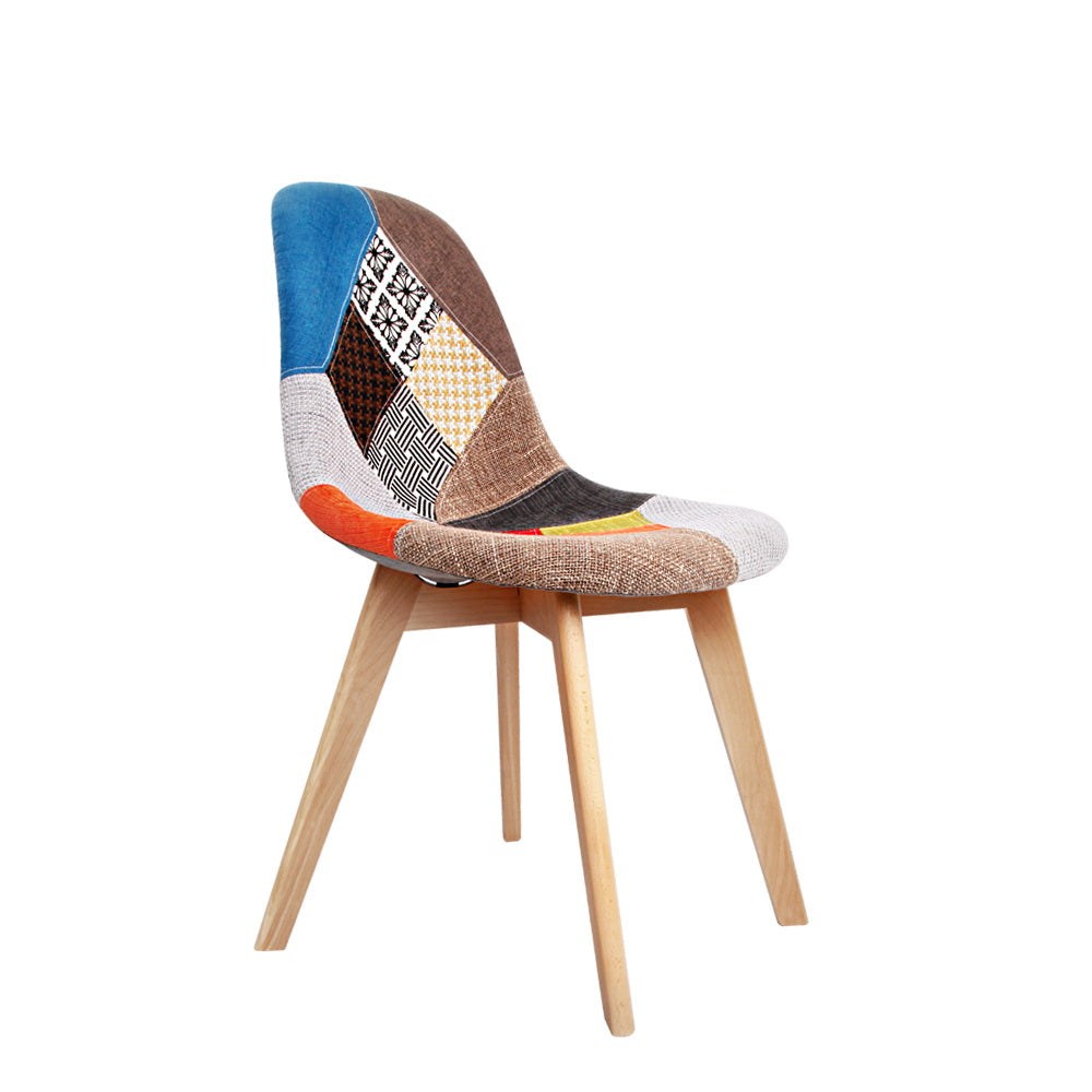 Devon Set of 2 Fabric Retro Replica Dining Chairs - Multicolour