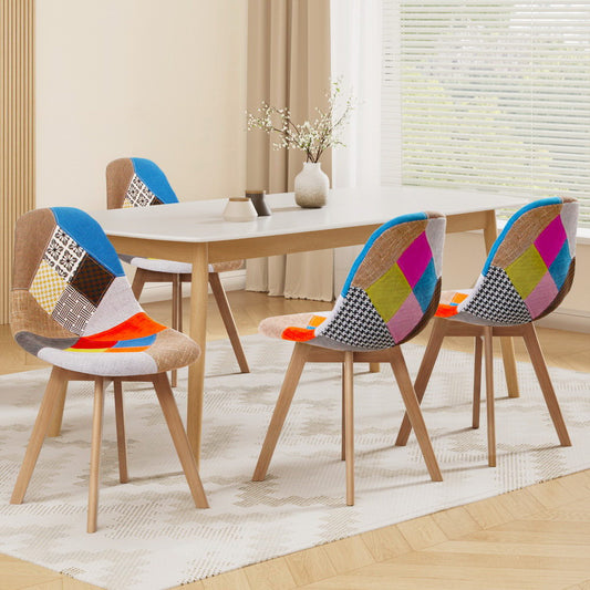 Ainsley Set of 4 Dining Chairs Fabric Retro Replica DSW - Multicolour