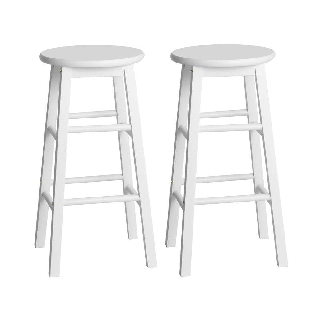 Set of 2 Lucerne Beech Wood Backless Bar Stools - White