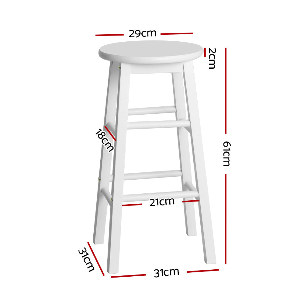 Set of 2 Lucerne Beech Wood Backless Bar Stools - White