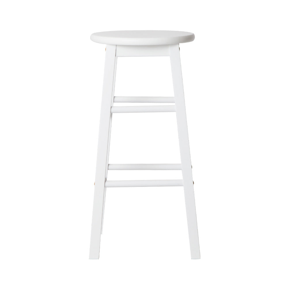 Set of 2 Lucerne Beech Wood Backless Bar Stools - White