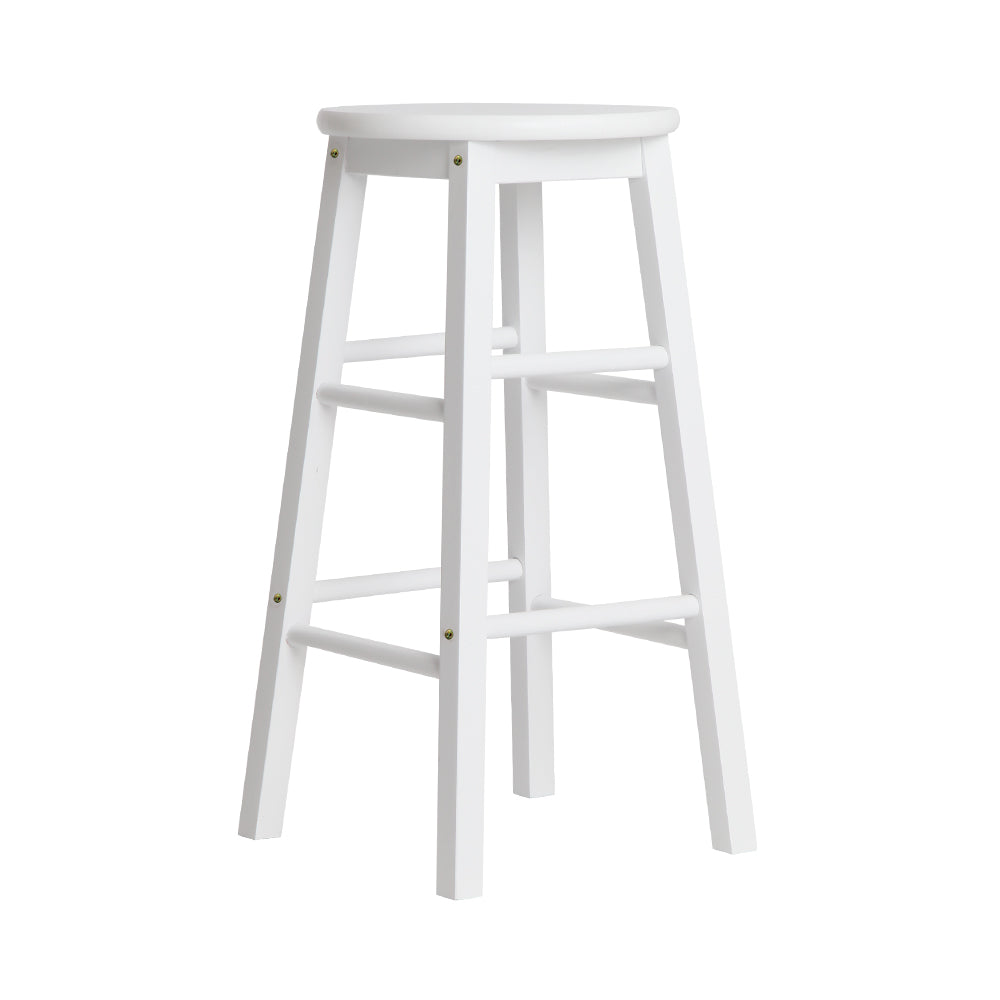 Set of 2 Lucerne Beech Wood Backless Bar Stools - White