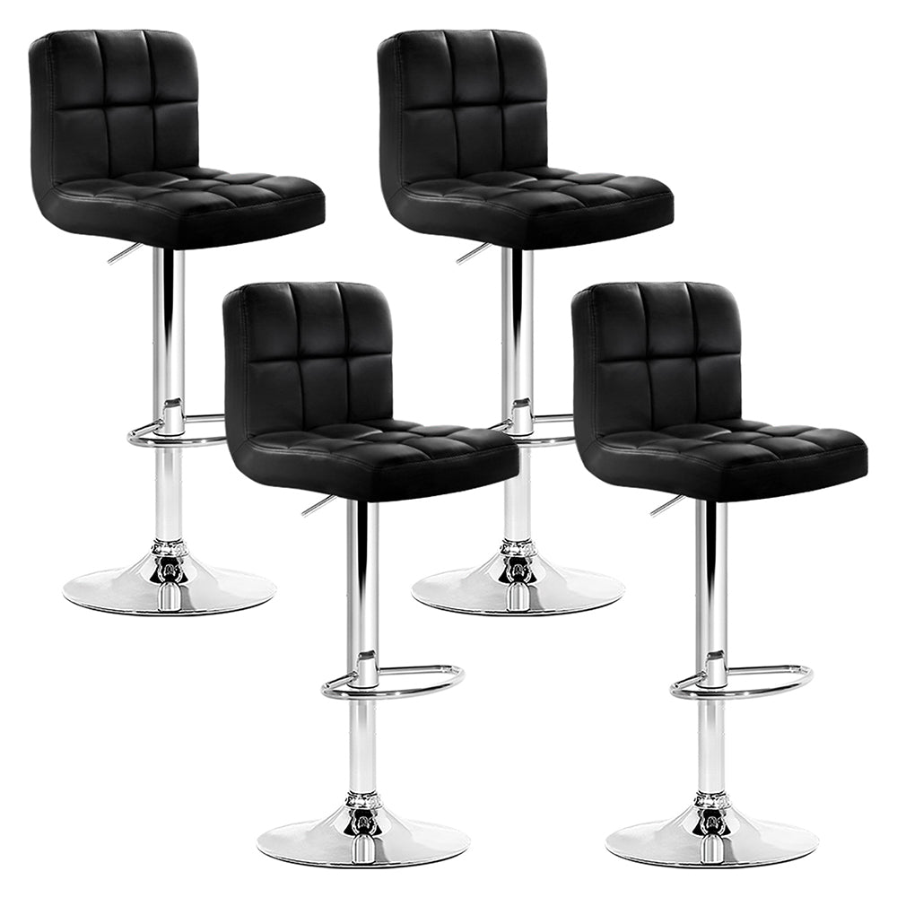 Set of 4 Livorno Bar Stools Gas lift Swivel Steel - Steel & Black