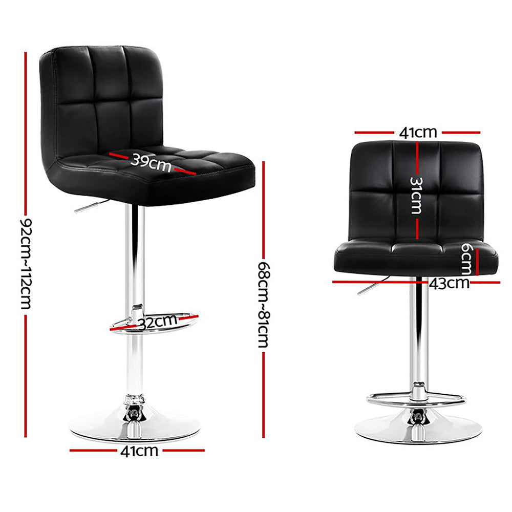 Set of 4 Livorno Bar Stools Gas lift Swivel Steel - Steel & Black