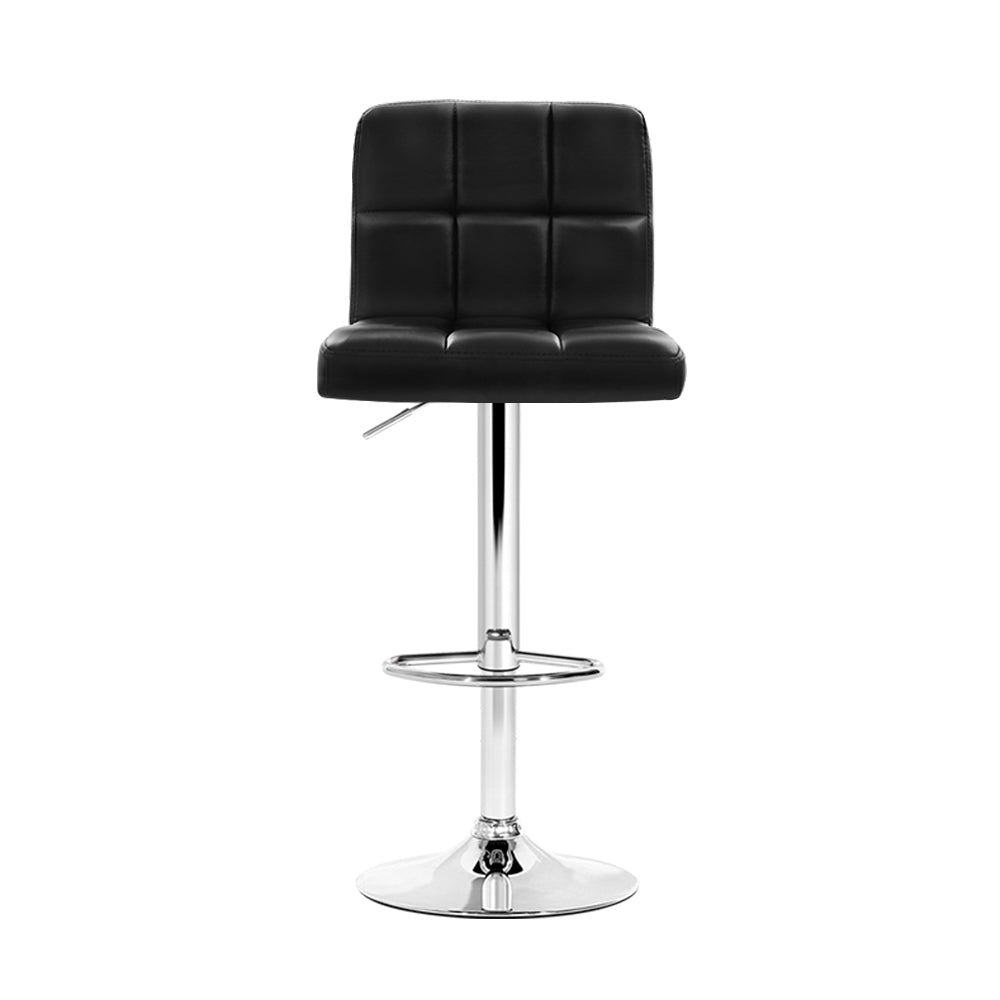 Set of 4 Livorno Bar Stools Gas lift Swivel Steel - Steel & Black