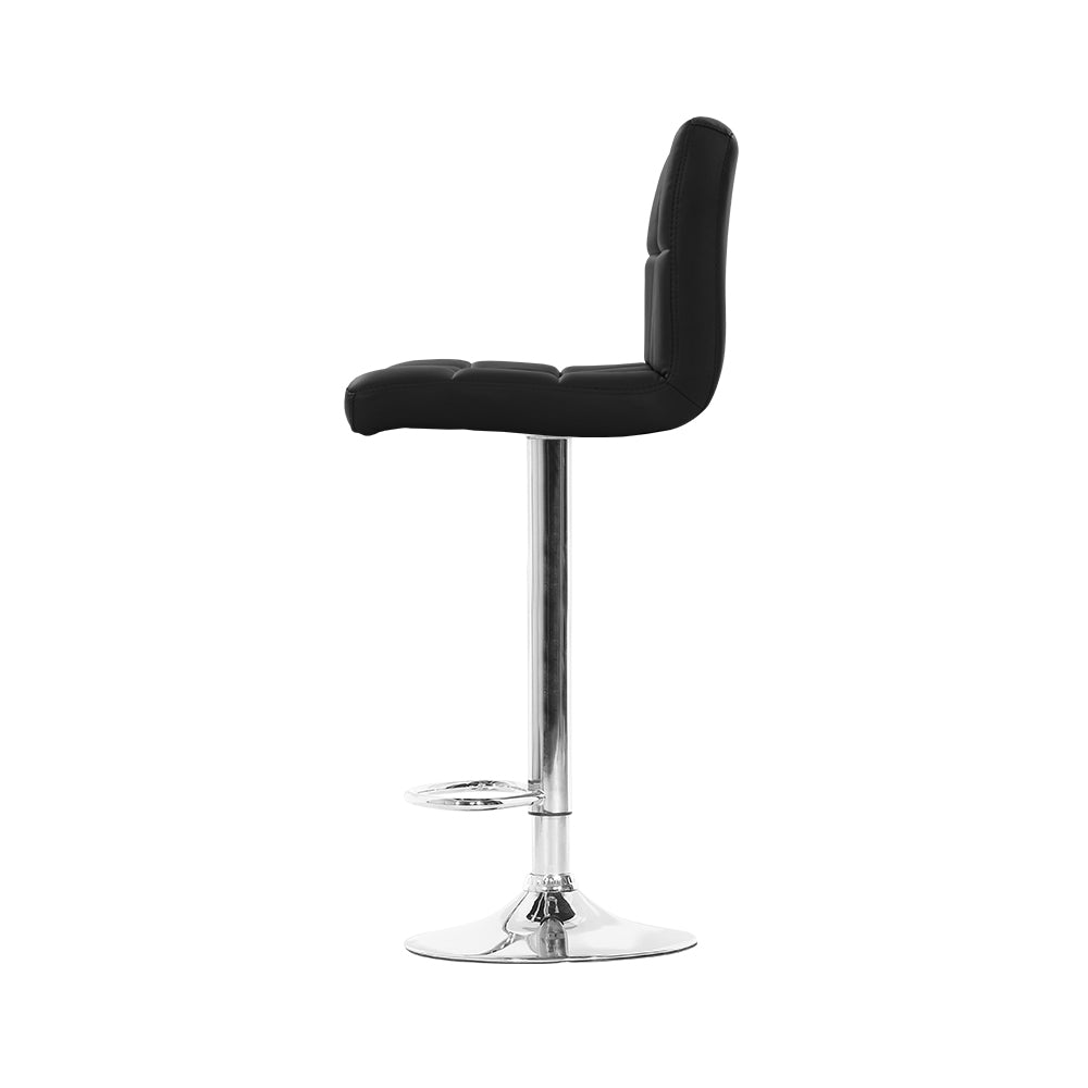 Set of 4 Livorno Bar Stools Gas lift Swivel Steel - Steel & Black