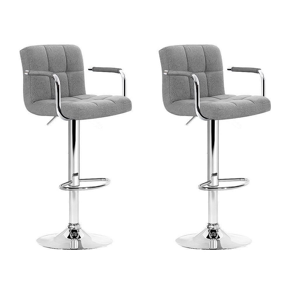 Set of 2 Foggia Bar Stools Gas lift SwivelSteel and - Steel & Grey