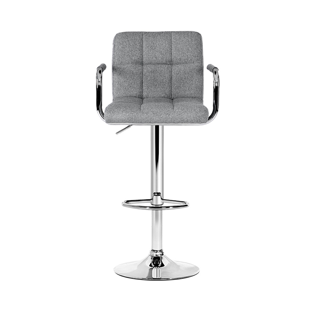 Set of 2 Foggia Bar Stools Gas lift SwivelSteel and - Steel & Grey