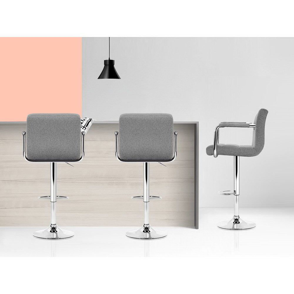 Set of 2 Foggia Bar Stools Gas lift SwivelSteel and - Steel & Grey